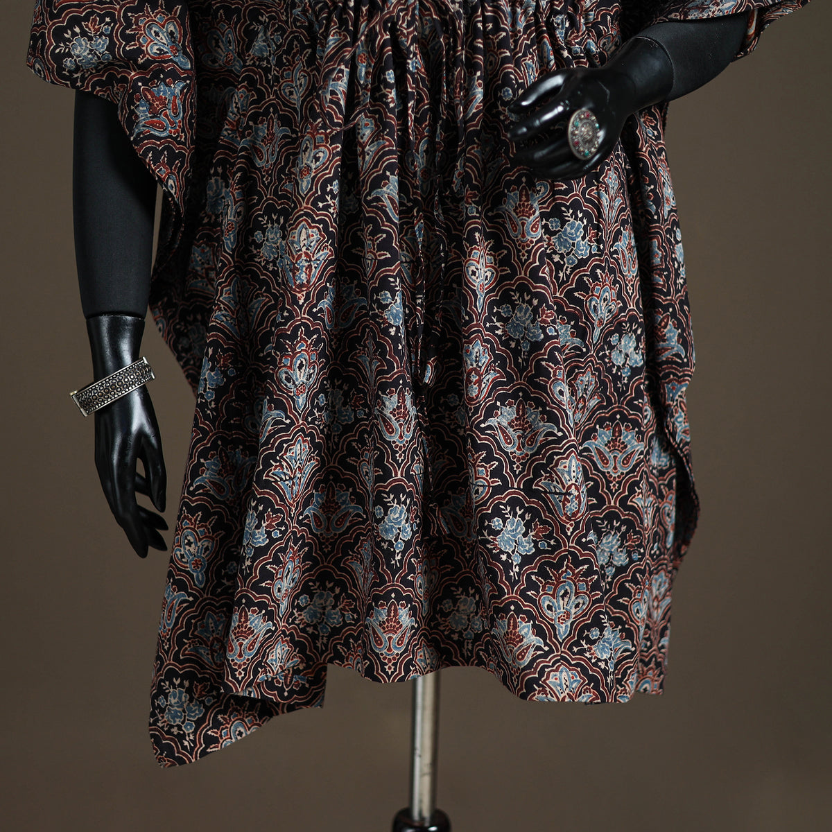 Ajrakh Hand Block Print Natural Dyed Cotton Kaftan (Medium) 81