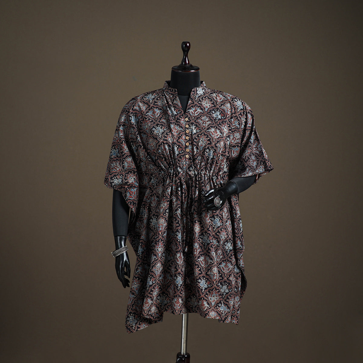 Ajrakh Hand Block Print Natural Dyed Cotton Kaftan (Medium) 81