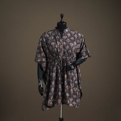 Ajrakh Hand Block Print Natural Dyed Cotton Kaftan (Medium) 81