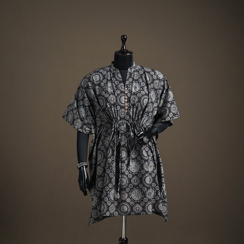 Ajrakh Hand Block Print Natural Dyed Cotton Kaftan (Medium) 82