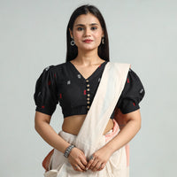 Black - Jacquard Weave Cotton Stitched Blouse 11