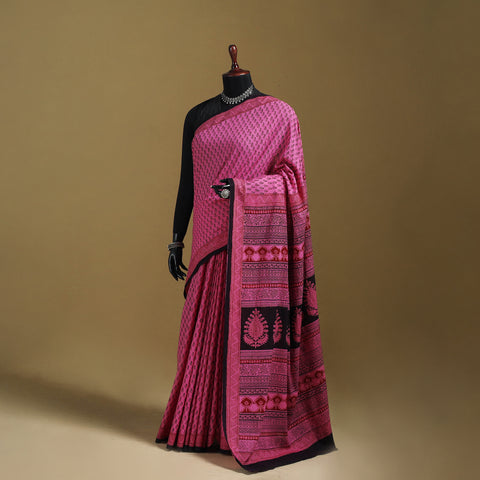 Bagh Hand Block Print Natural Dyed Cotton Saree 14