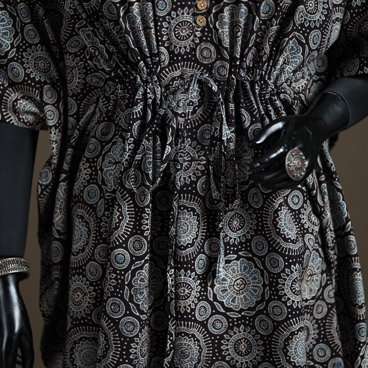 Ajrakh Hand Block Print Natural Dyed Cotton Kaftan (Medium) 82