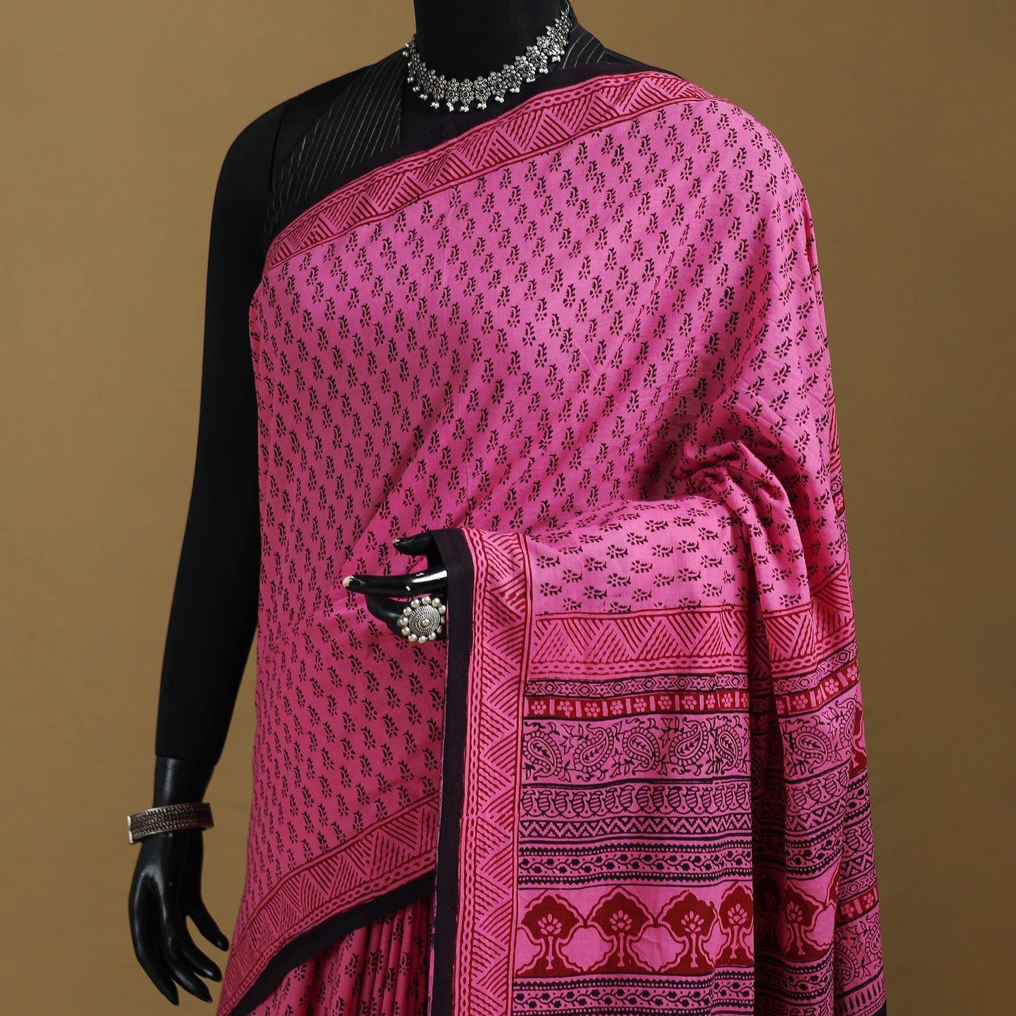 Bagh Hand Block Print Natural Dyed Cotton Saree 14