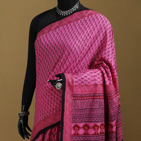 Bagh Hand Block Print Natural Dyed Cotton Saree 14