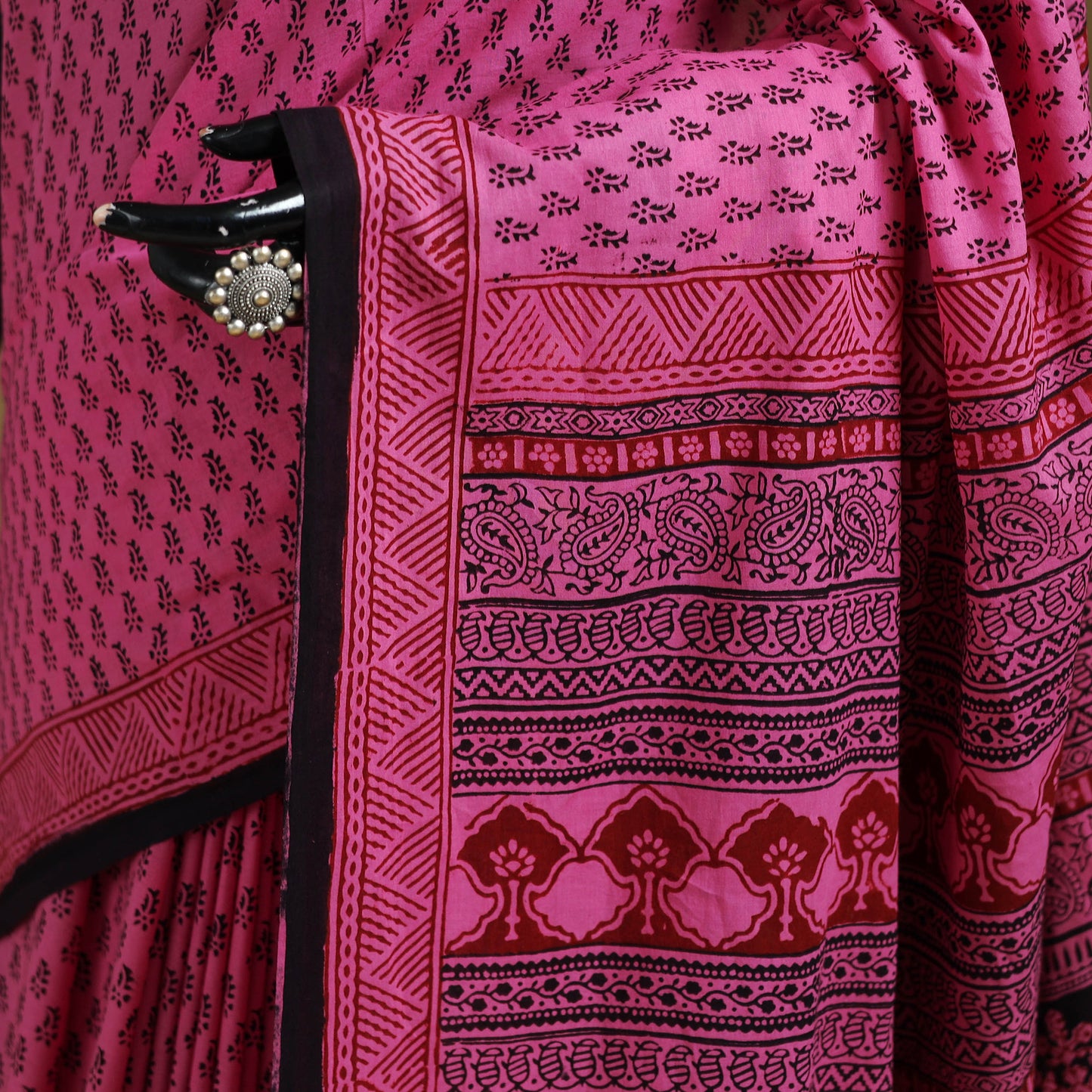 Bagh Hand Block Print Natural Dyed Cotton Saree 14