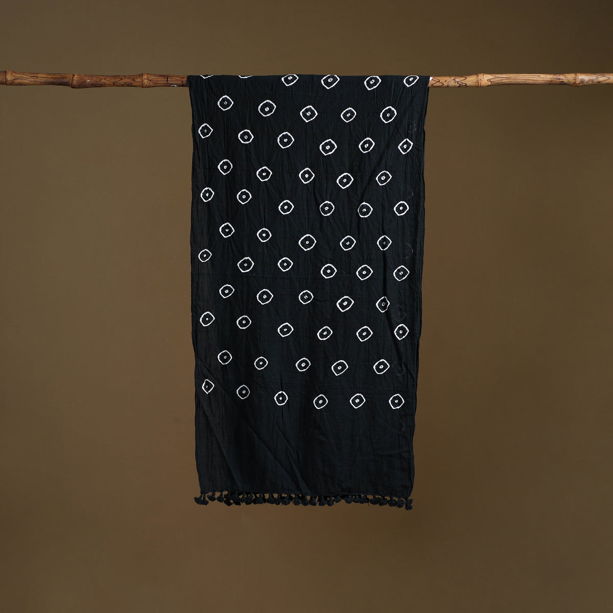 Kutch Handwoven Organic Kala Cotton Bandhani Stole 58