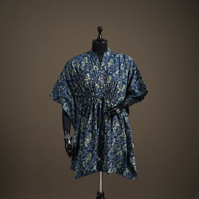 Ajrakh Hand Block Print Natural Dyed Cotton Kaftan (Medium) 83