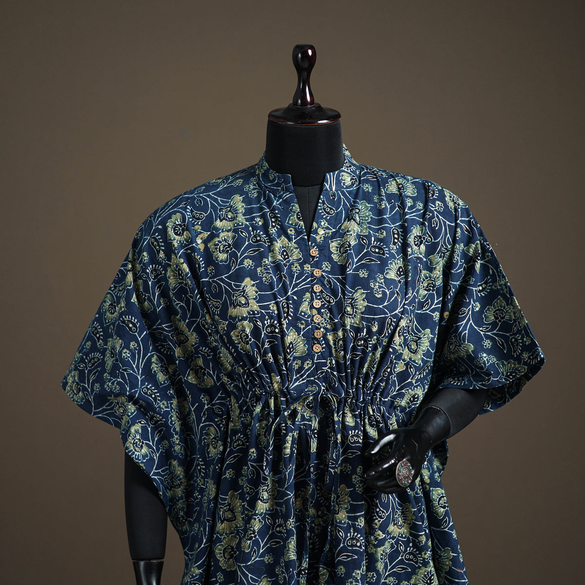 Ajrakh Hand Block Print Natural Dyed Cotton Kaftan (Medium) 83