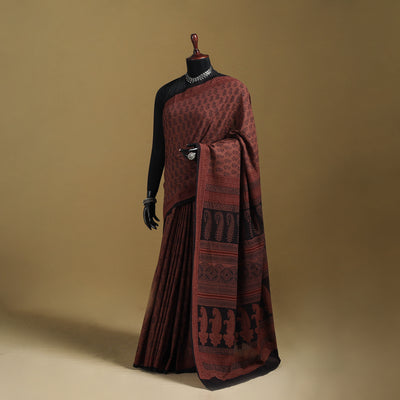 Bagh Hand Block Print Natural Dyed Cotton Saree 15