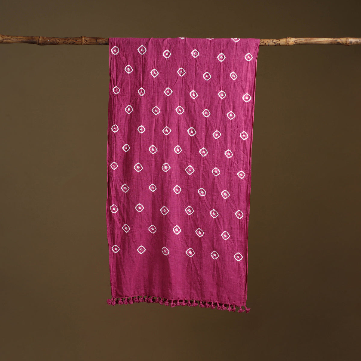Kutch Handwoven Organic Kala Cotton Bandhani Stole 55