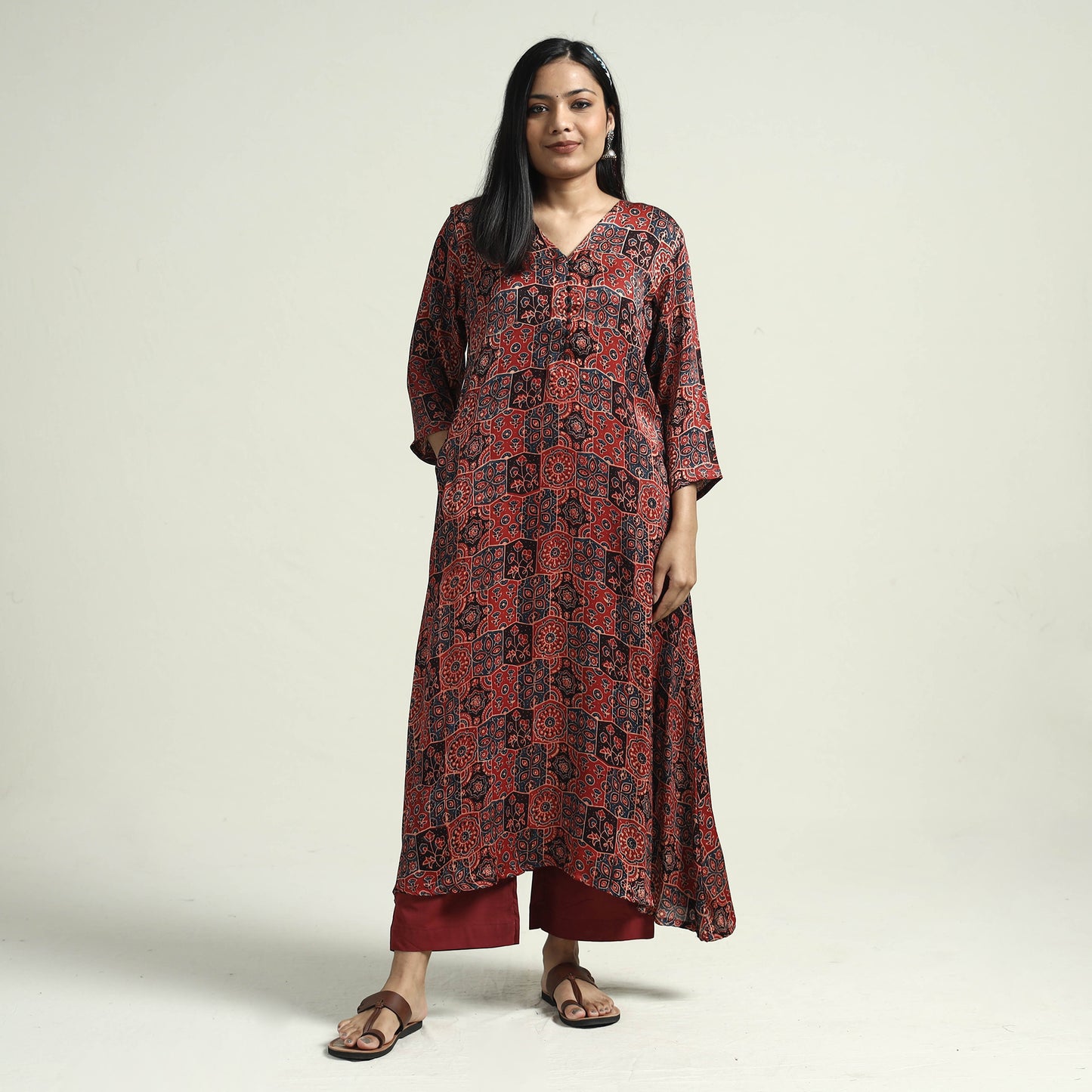 Ajrakh Modal Silk Kurta with Palazzo Set