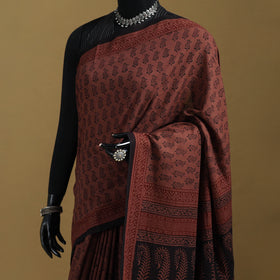 Bagh Hand Block Print Natural Dyed Cotton Saree 15