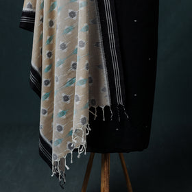 Jamdani Handloom Cotton Unstitched Dress Material: Kurta & Dupatta with Earrings 01