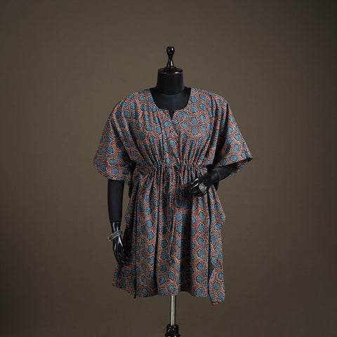 Ajrakh Hand Block Print Natural Dyed Cotton Kaftan (Medium) 84
