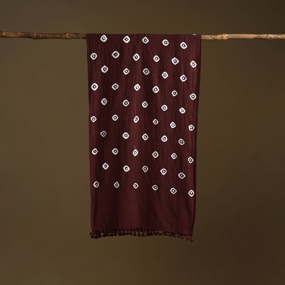Kutch Handwoven Organic Kala Cotton Bandhani Stole 54