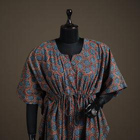 Ajrakh Hand Block Print Natural Dyed Cotton Kaftan (Medium) 84