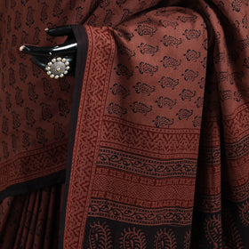 Bagh Hand Block Print Natural Dyed Cotton Saree 15