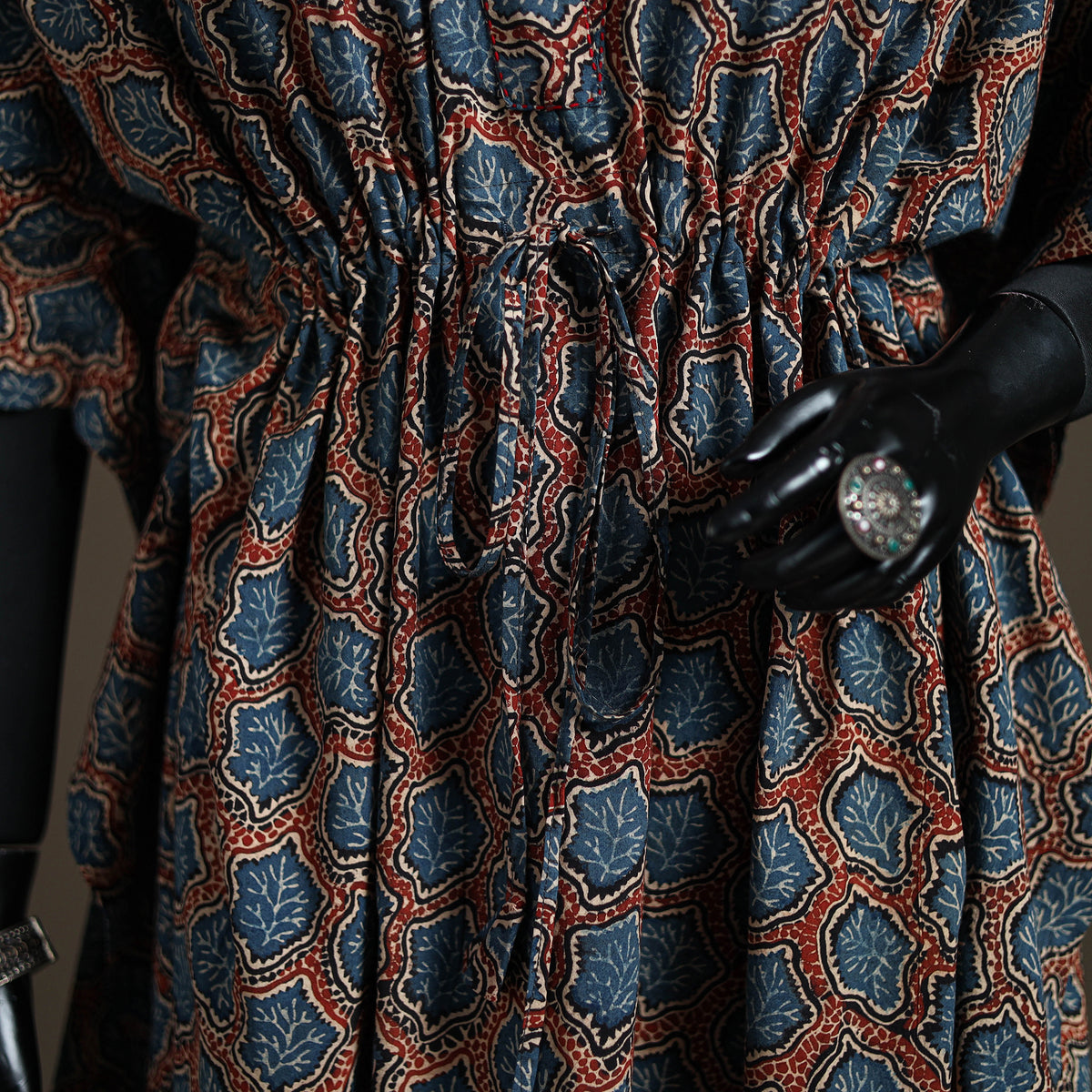 Ajrakh Hand Block Print Natural Dyed Cotton Kaftan (Medium) 84