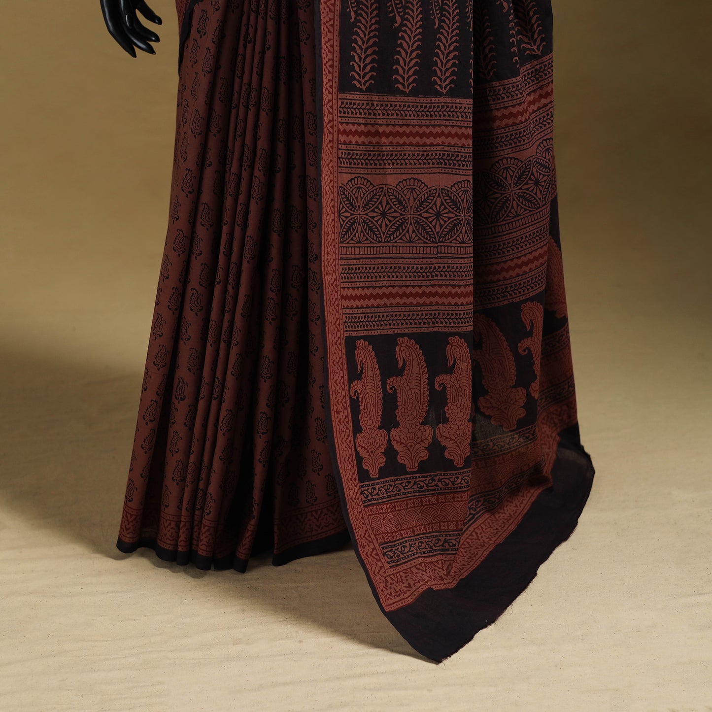 Bagh Hand Block Print Natural Dyed Cotton Saree 15