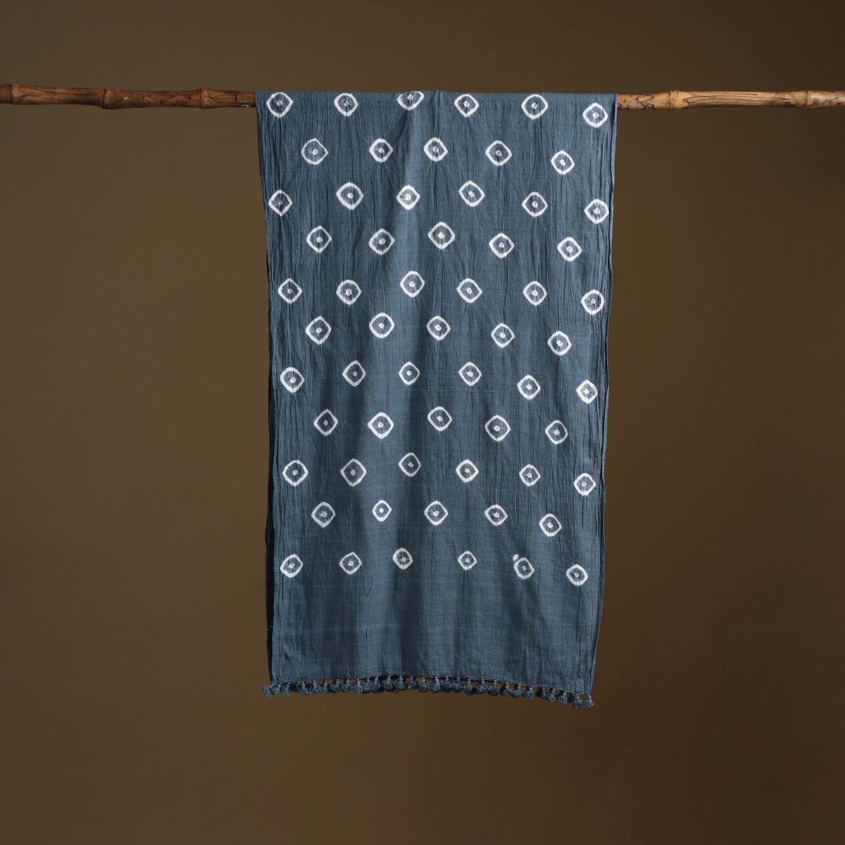 Kutch Handwoven Organic Kala Cotton Bandhani Stole 51