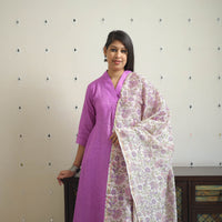 Purple - Bhagalpuri Handloom Linen Plain Kurta Set 10