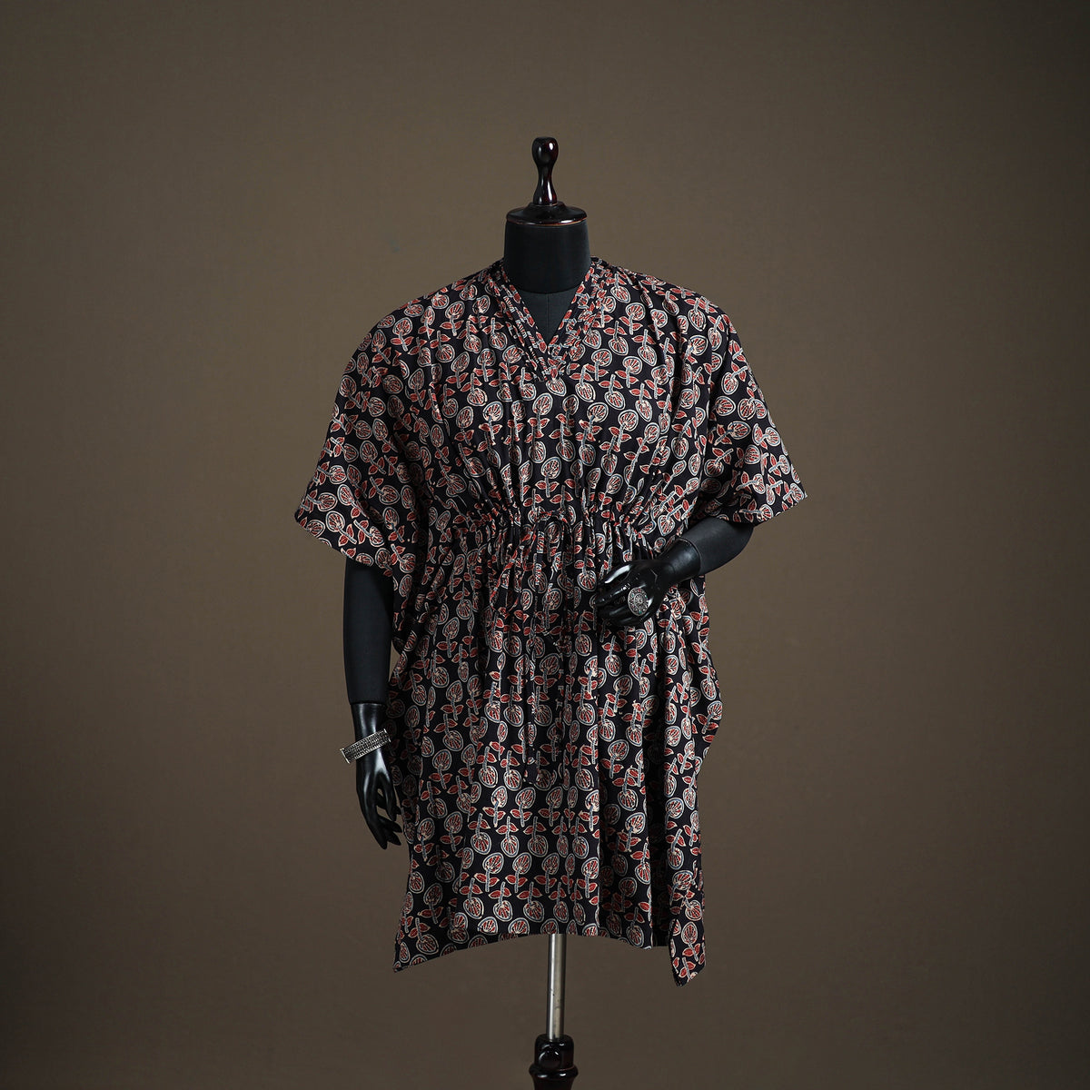 Ajrakh Hand Block Print Natural Dyed Cotton Kaftan (Medium) 85