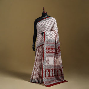 Bagh Hand Block Print Natural Dyed Cotton Saree 16