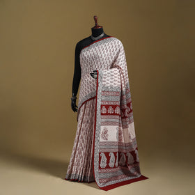 Bagh Hand Block Print Natural Dyed Cotton Saree 16