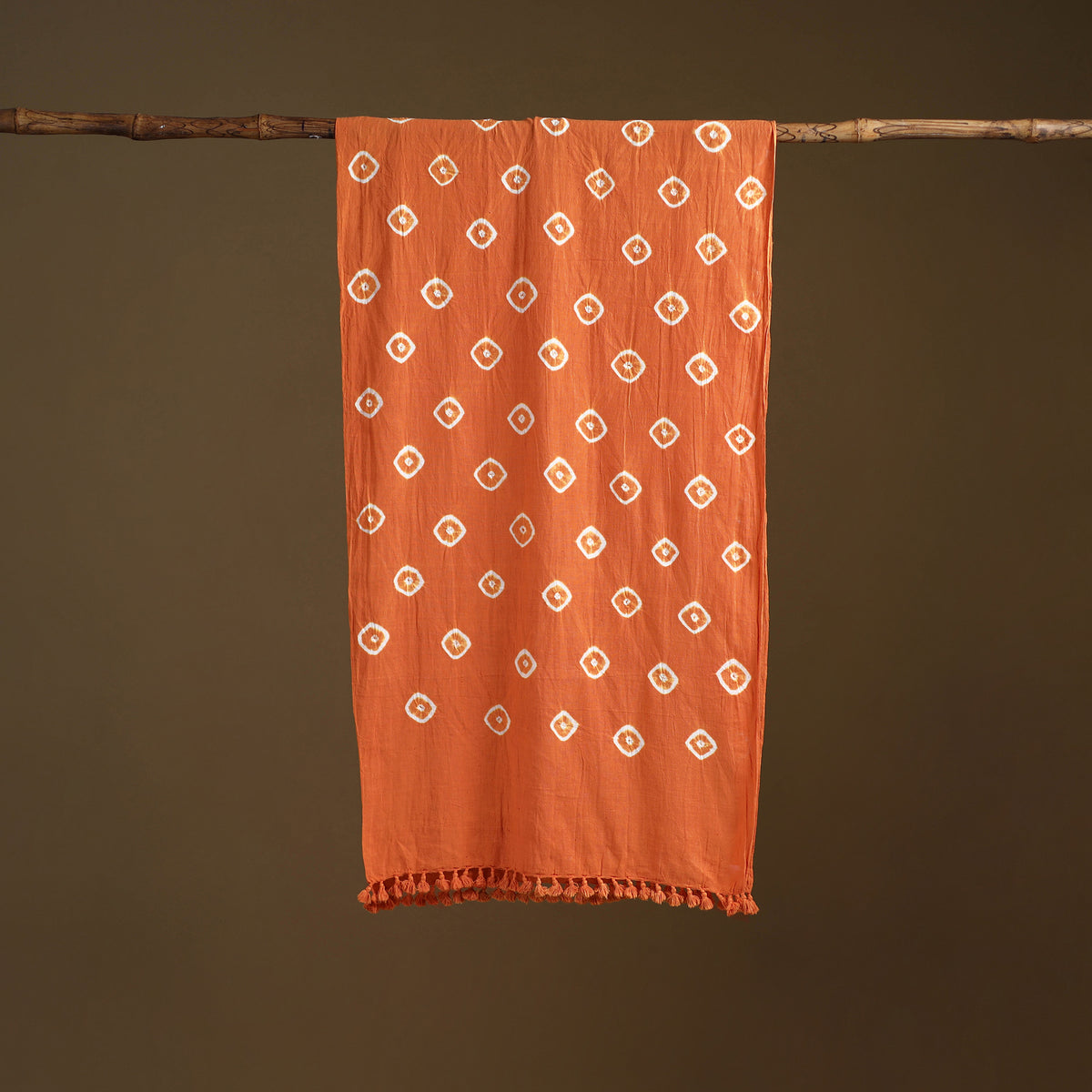 Kutch Handwoven Organic Kala Cotton Bandhani Stole 49