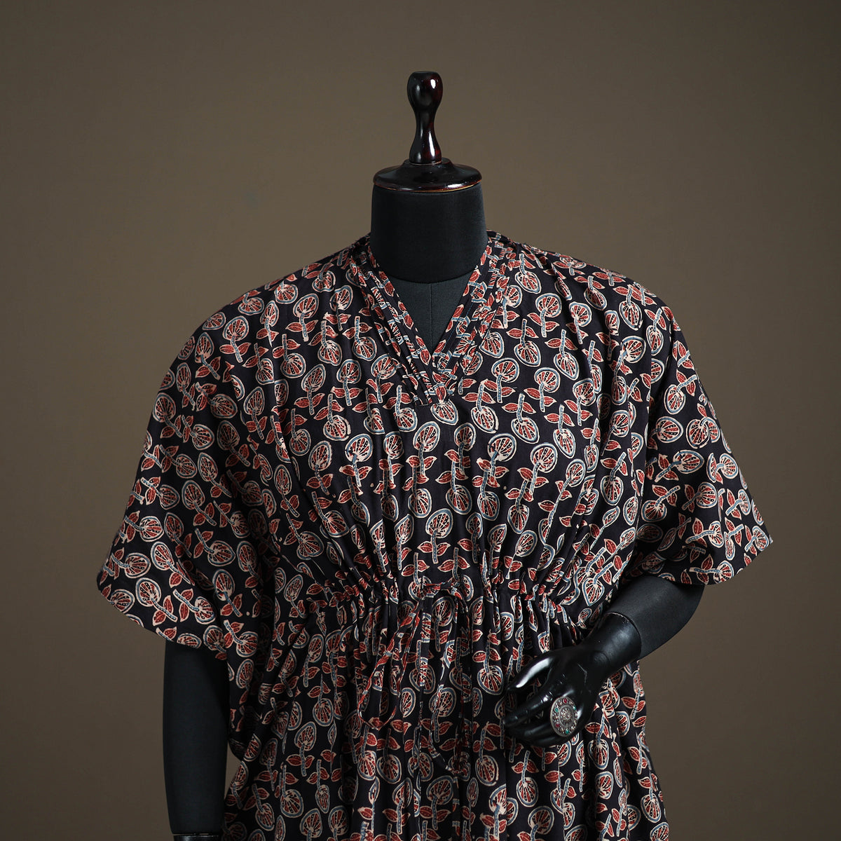 Ajrakh Hand Block Print Natural Dyed Cotton Kaftan (Medium) 85