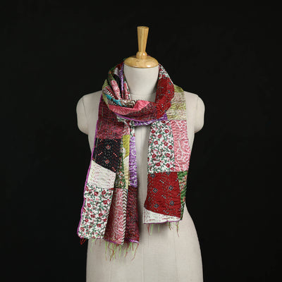 Bengal Kantha Handwork Patchwork Reversible Silk Stole 50