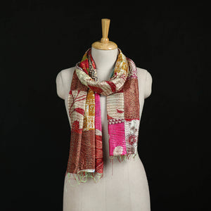 Bengal Kantha Handwork Patchwork Reversible Silk Stole 02