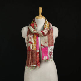 Bengal Kantha Handwork Patchwork Reversible Silk Stole 02