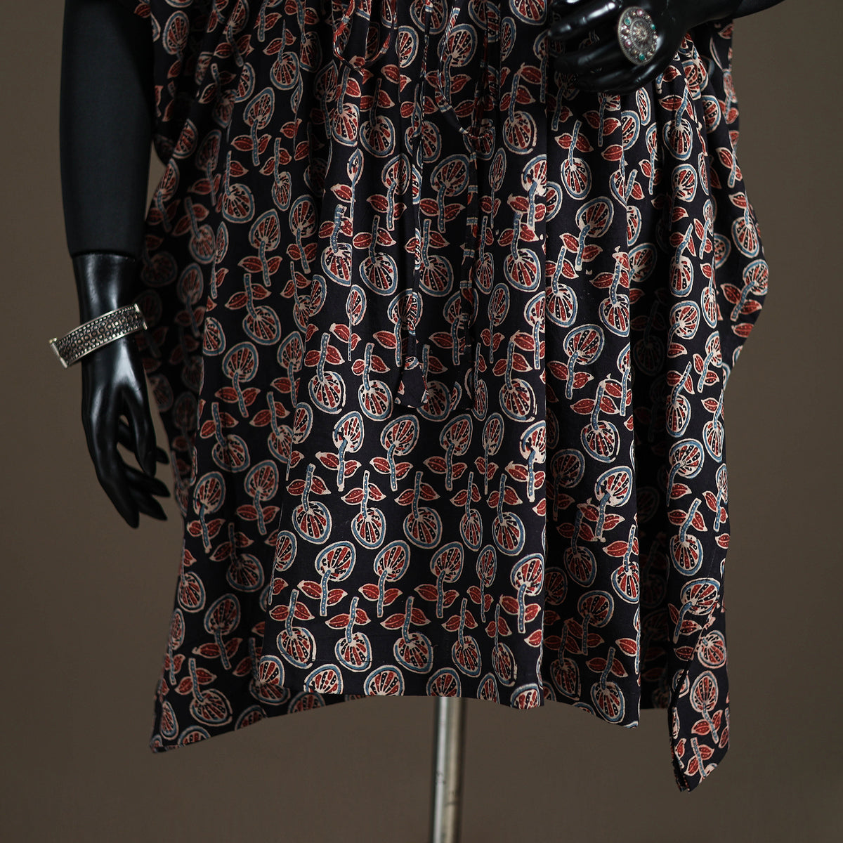 Ajrakh Hand Block Print Natural Dyed Cotton Kaftan (Medium) 85