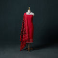 Jamdani Handloom Cotton Unstitched Dress Material: Kurta & Dupatta with Earrings 03