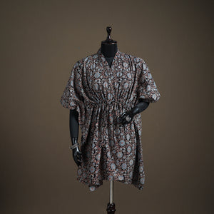 Ajrakh Hand Block Print Natural Dyed Cotton Kaftan (Medium) 86