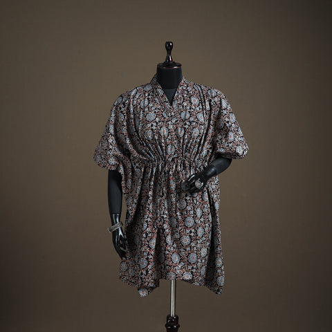 Ajrakh Hand Block Print Natural Dyed Cotton Kaftan (Medium) 86