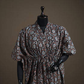 Ajrakh Hand Block Print Natural Dyed Cotton Kaftan (Medium) 86