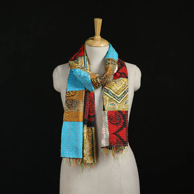 Bengal Kantha Handwork Patchwork Reversible Silk Stole 03