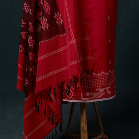 Jamdani Handloom Cotton Unstitched Dress Material: Kurta & Dupatta with Earrings 03
