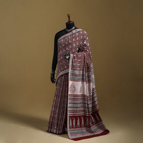 Bagh Hand Block Print Natural Dyed Cotton Saree 17