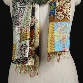 Bengal Kantha Handwork Patchwork Reversible Silk Stole 04