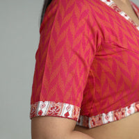 Pink - Jacquard Weave Cotton Stitched Blouse 13