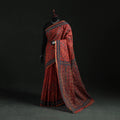 Red - Bengal Kantha Hand Embroidery Silk Cotton Chapa Work Saree 20