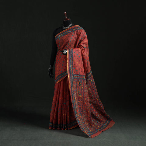 Bengal Kantha Hand Embroidery Silk Cotton Chapa Work Saree 20