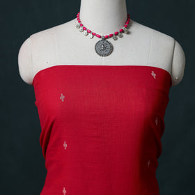 Jamdani Handloom Cotton Unstitched Dress Material: Kurta & Dupatta with Earrings 03