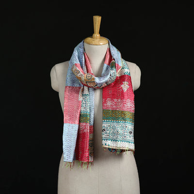 Bengal Kantha Handwork Patchwork Reversible Silk Stole 05