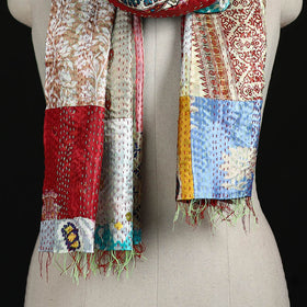 Bengal Kantha Handwork Patchwork Reversible Silk Stole 06