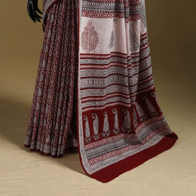 Bagh Hand Block Print Natural Dyed Cotton Saree 17